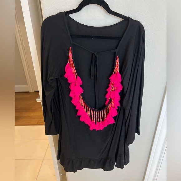 Sundress Indiana hot pink and black cover up - Picture 2 of 5